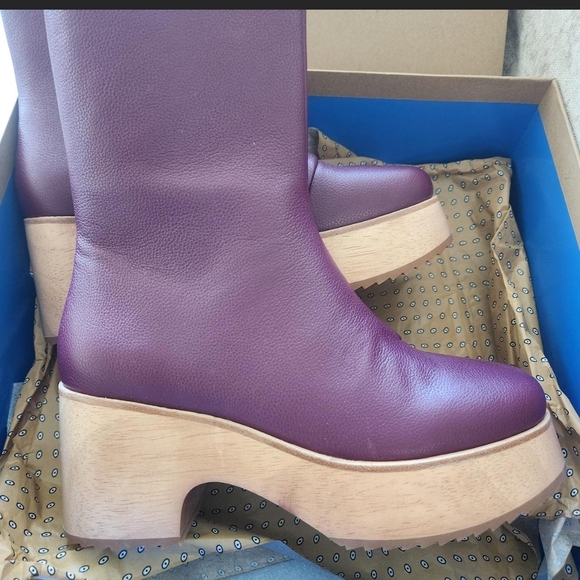 Charlotte Stone Plum Heeled Boots - Picture 4 of 4